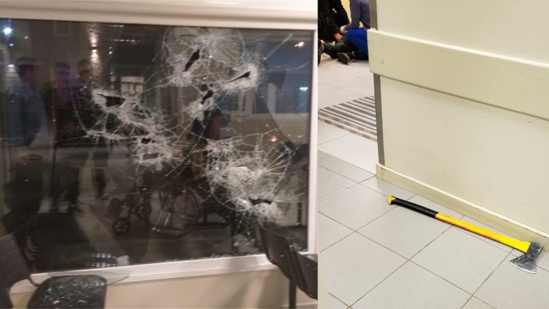 Entró a hachazos y provocó destrozos en la Clínica San Jorge