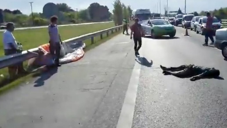 Luján: un parapentista cayó sobre la autopista del Oeste, fue embestido por un auto y murió