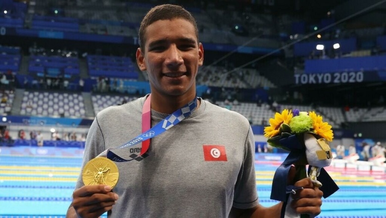 La primera gran sorpresa : El histórico oro del nadador tunecino Ahmed Hafnaoui, de 18 años