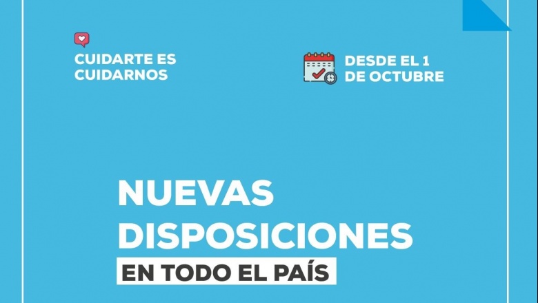 Nuevas disposiciones a partir del 1ro de Octubre