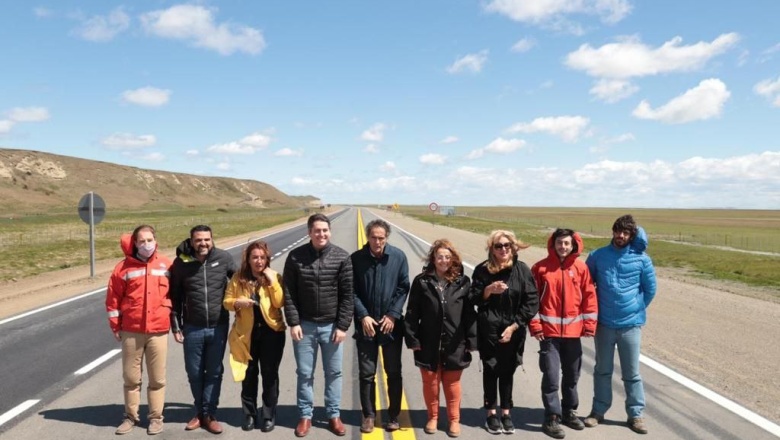 Inauguraron el  pavimento de Ruta 3 entre San Sebastián y la frontera con Chile.