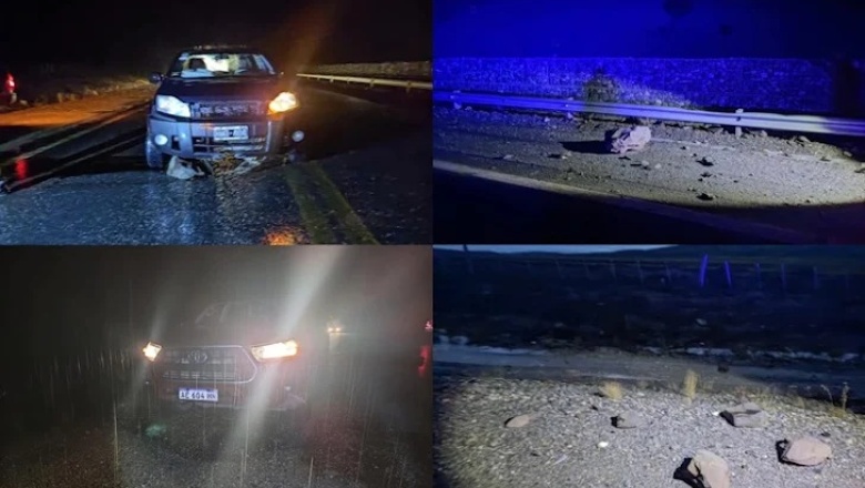 Conductores impactaron sobre ruta 3 con rocas que se desprendieron en la zona del río Ewan