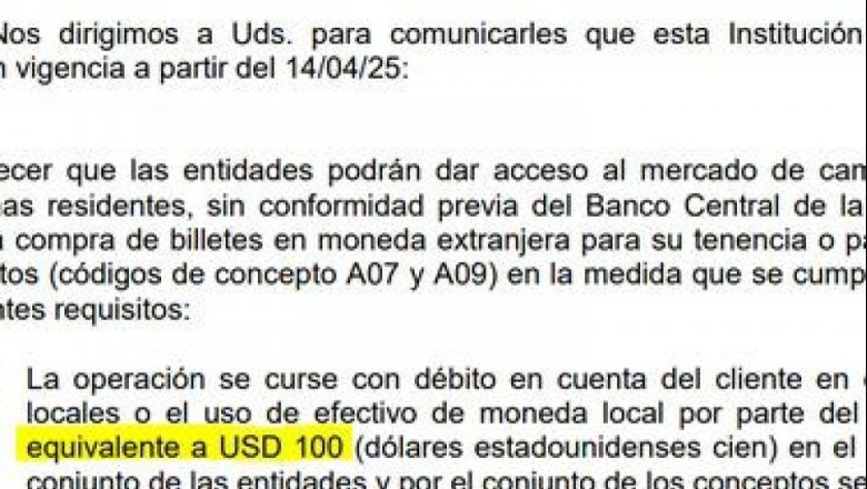 Caputo anunció que levantan el cepo, pero el Central ordenó a los bancos no vender más de 100 dólares por mes a las compras en efectivo