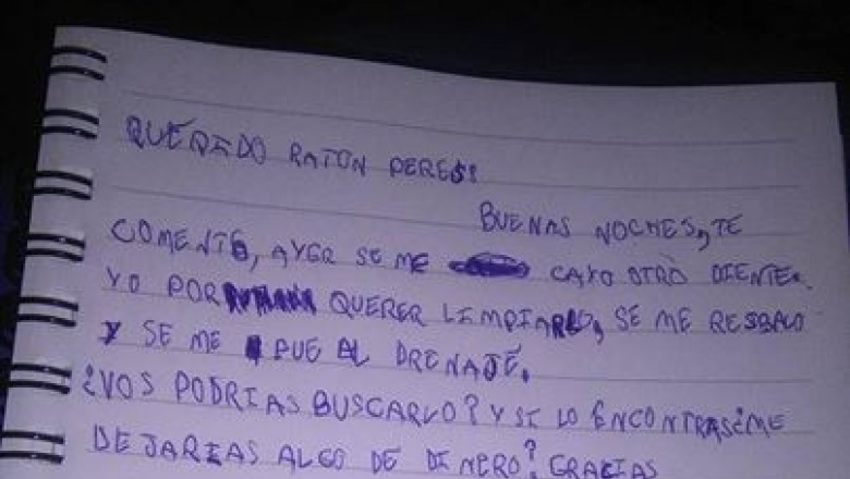 La tierna carta al Ratón Pérez de un nene que se le cayó un diente y lo perdió