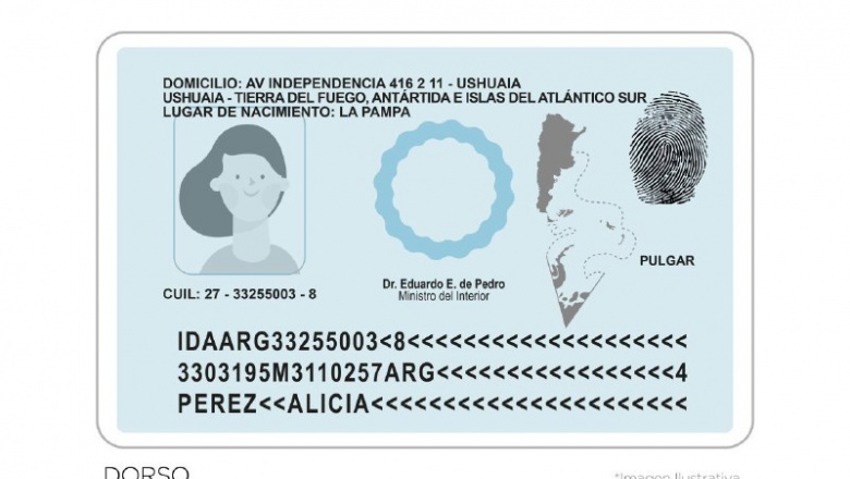 Mapa Bicontinental y el nombre completo de la provincia en el DNI