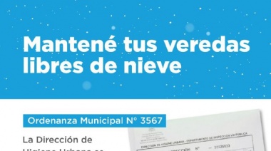 Recuerdan la obligatoriedad de mantener las veredas libres de nieve o hielo