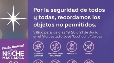 Elementos no permitidos en la Fiesta Nacional de la Noche mas Larga
