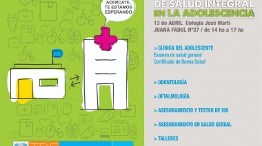 Salud Provincial llevará a cabo una Jornada de Salud Integral en la Adolescencia.