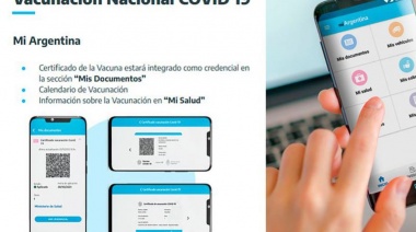 La credencial digital Mi Argentina será el documento oficial de vacunación para presentar fuera del país