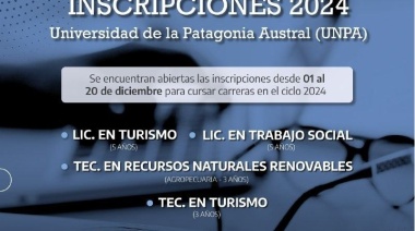 Inscripciones abiertas para las carreras de la Universidad de la Patagonia Austral (UNPA)